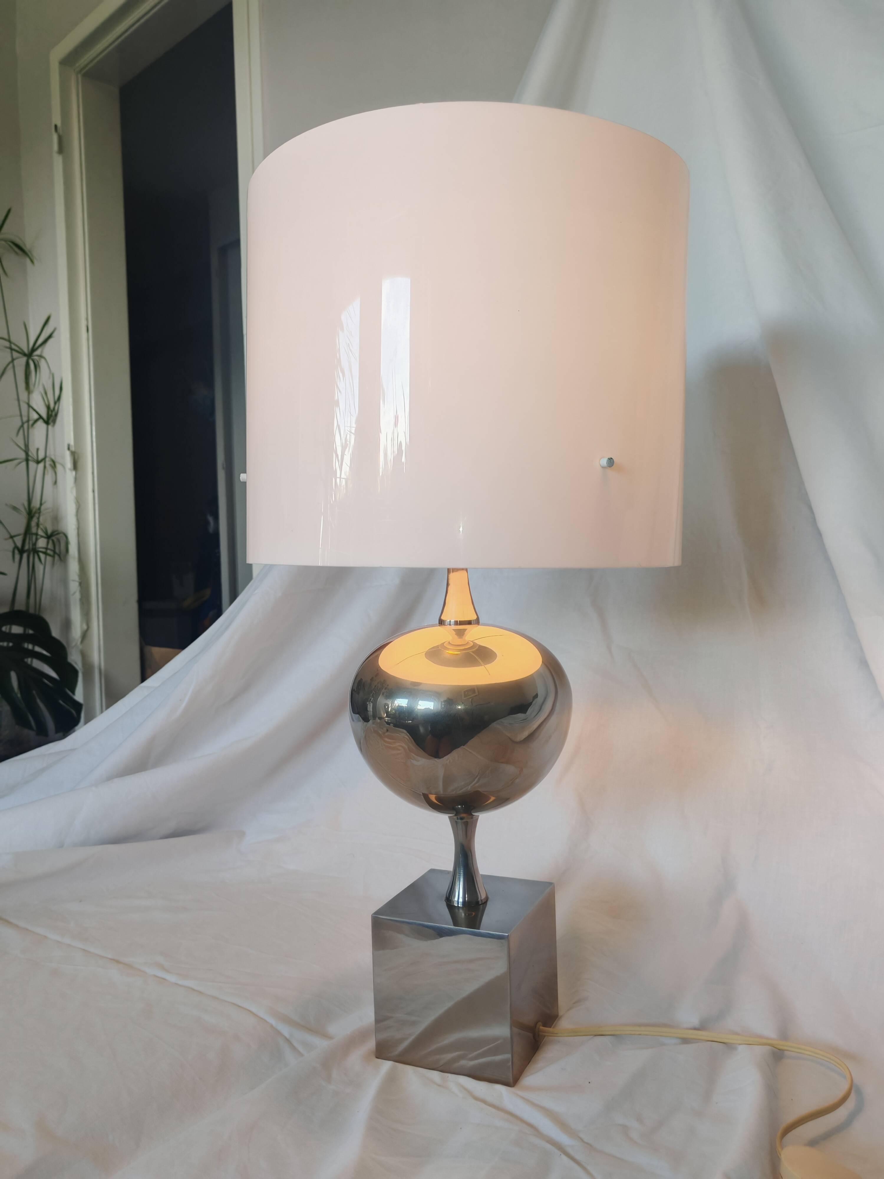 Pied de lampe Philippe Barbier, inox, 1970