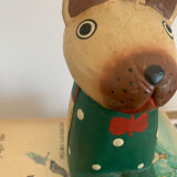 Vintage wooden decorative painted bear from the 60s