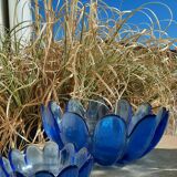 Salad bowl fruit cup vintage blue glass