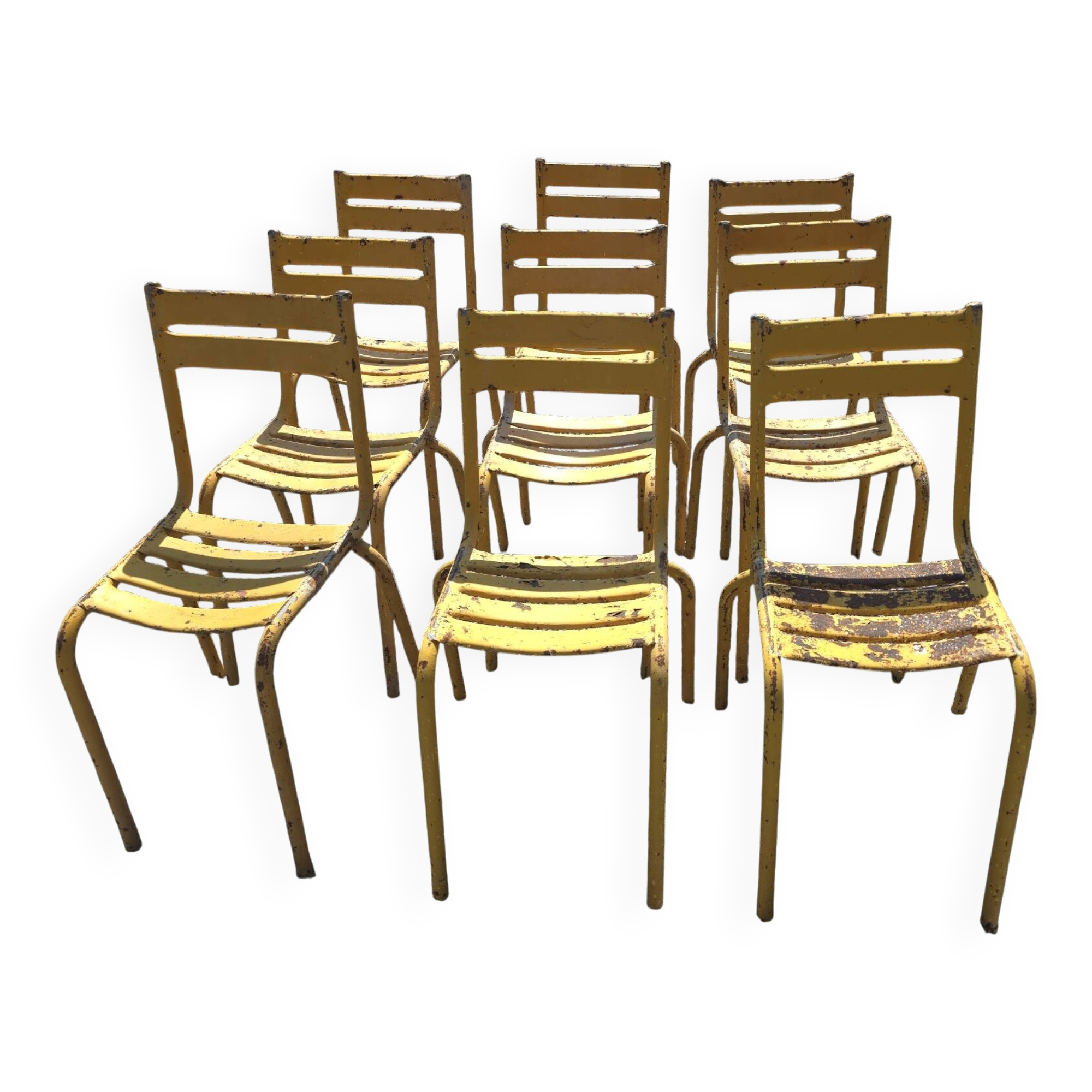 Vintage iron bistro chairs x 9