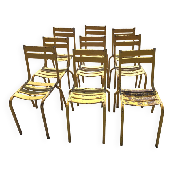 Chaises de bistrot vintage en fer x 9