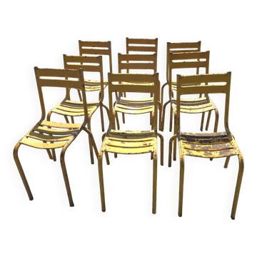 Chaises de bistrot vintage en fer x 9