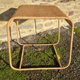 Wicker rattan side table or sofa end table from the 70s/80s