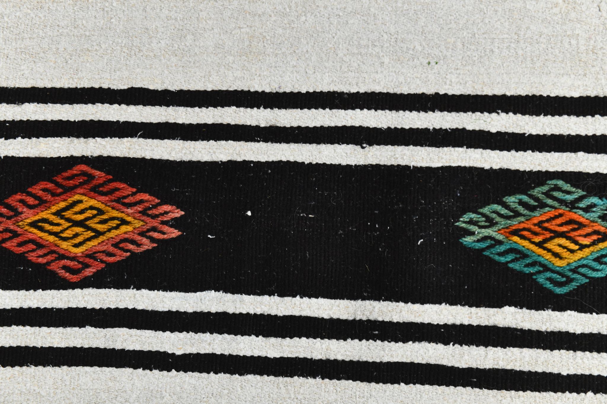 Tapis de chanvre blanc et noir 6x13, 202x404cm