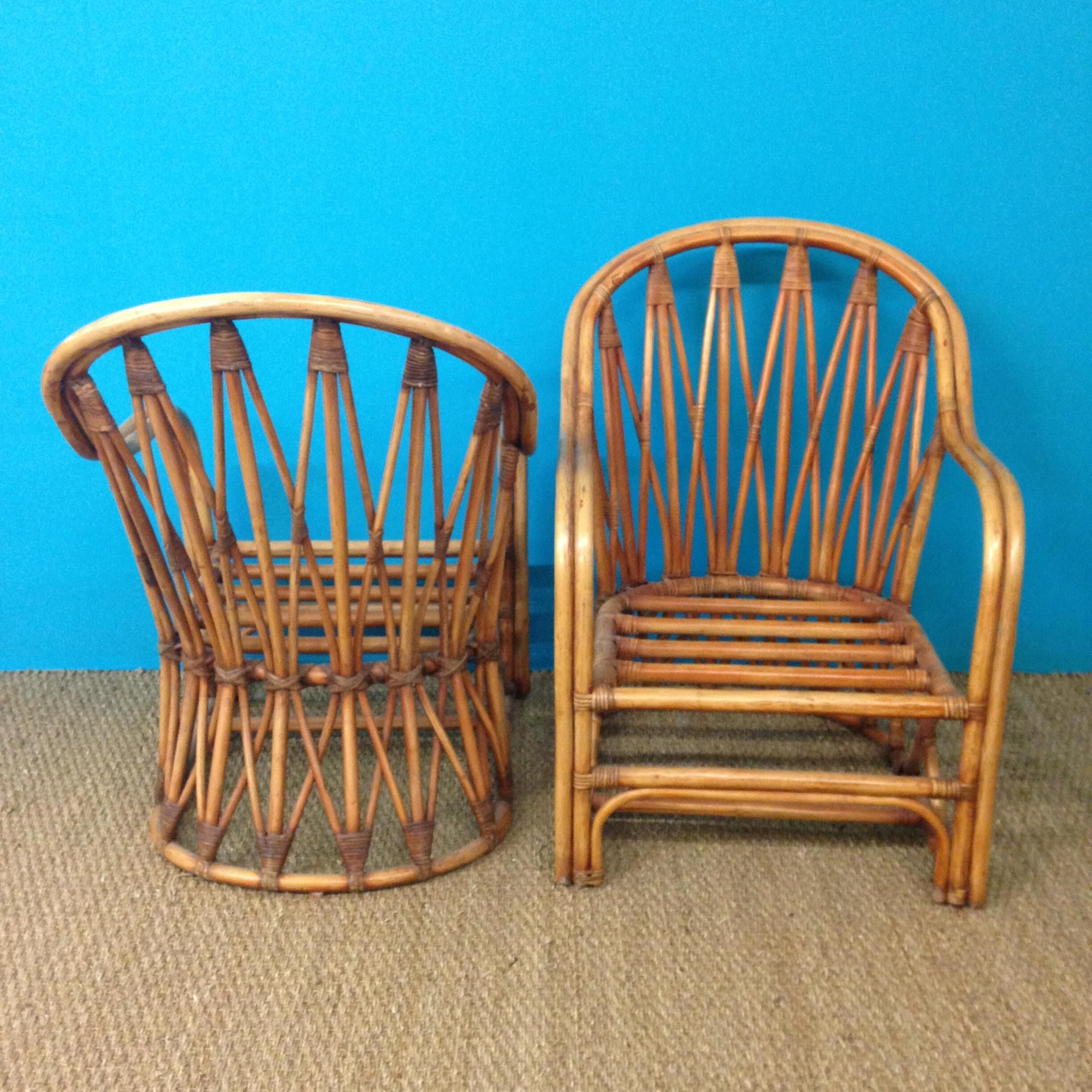Paire de Fauteuil en rotin circaa 1960