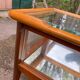 Vintage Scandinavian console in solid wood with glass, 103cm.