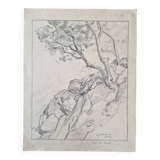 Louis John Endres (1896-1989) - Charcoal drawing on paper - Landscape Tizi N'Test, Grand Atlas Morocco