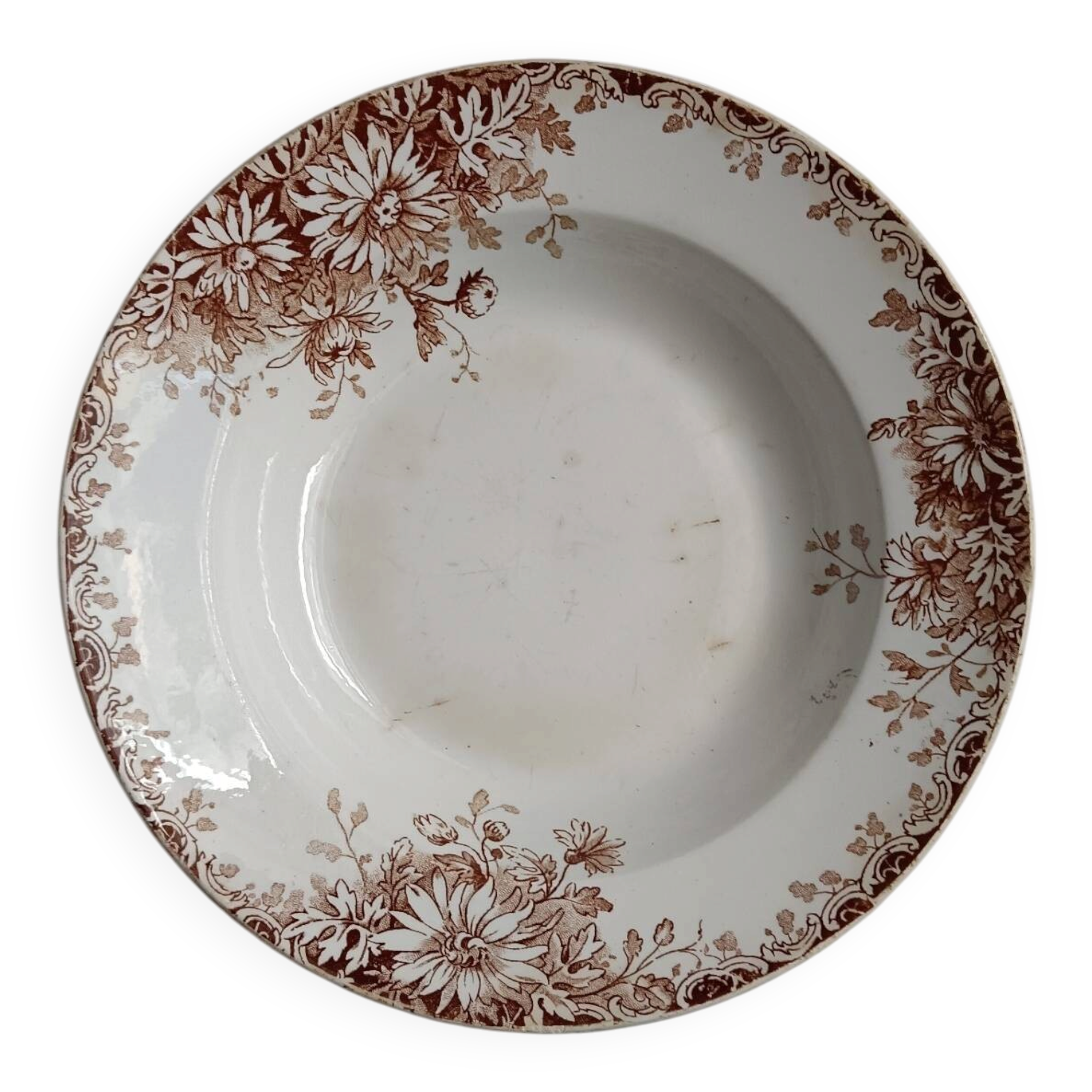 Large deep plate Terre de fer Gien Autumn