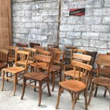 Lot of 15 mismatched bistro chairs in curved wood