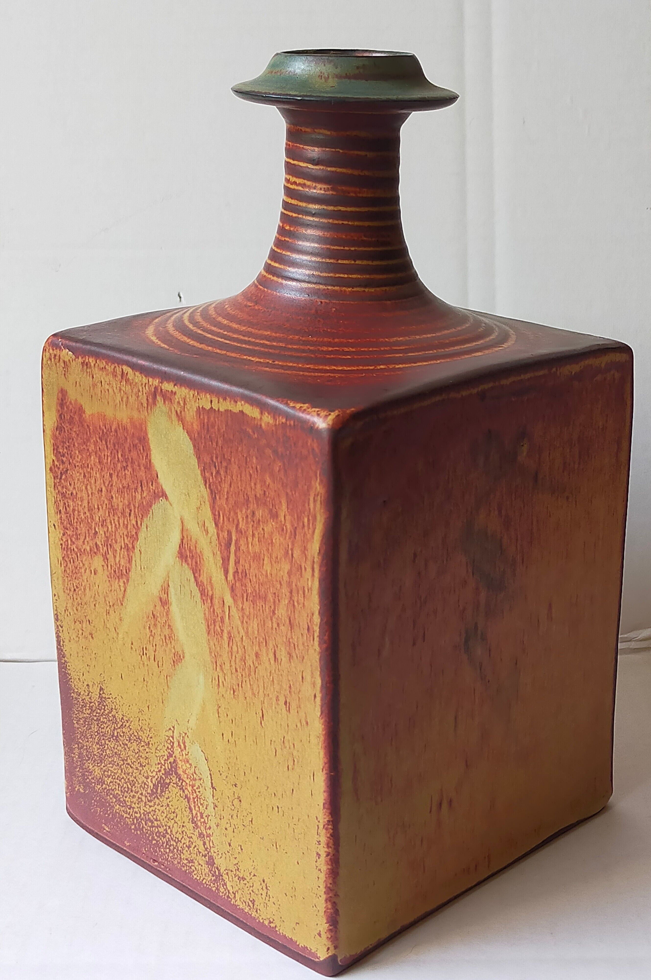 Vintage Scandinavian enamelled earth soliflore vase