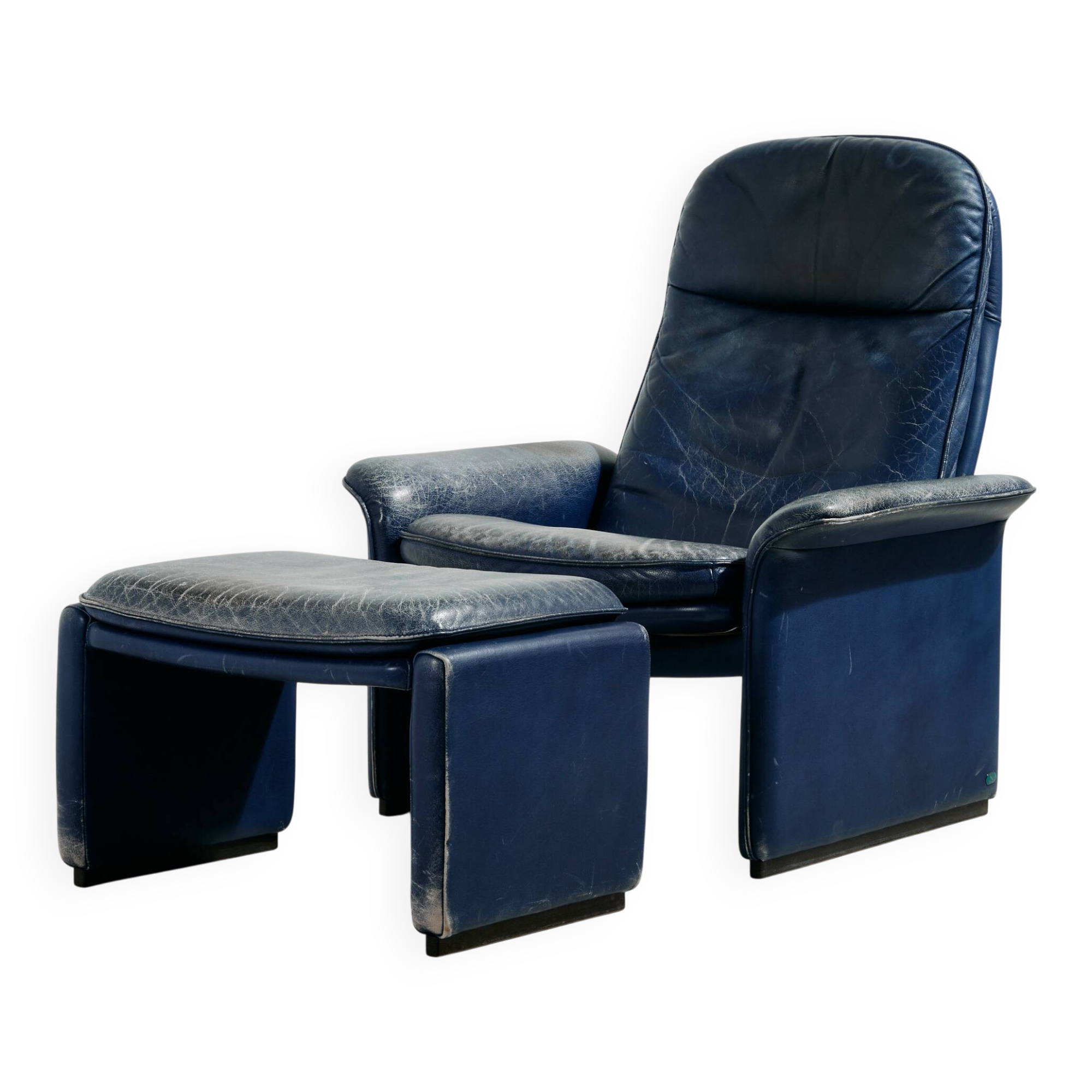 Fauteuil en cuir Ds 50 et ottoman par De Sede, ensemble de 2