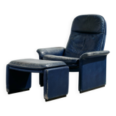 Fauteuil en cuir Ds 50 et ottoman par De Sede, ensemble de 2