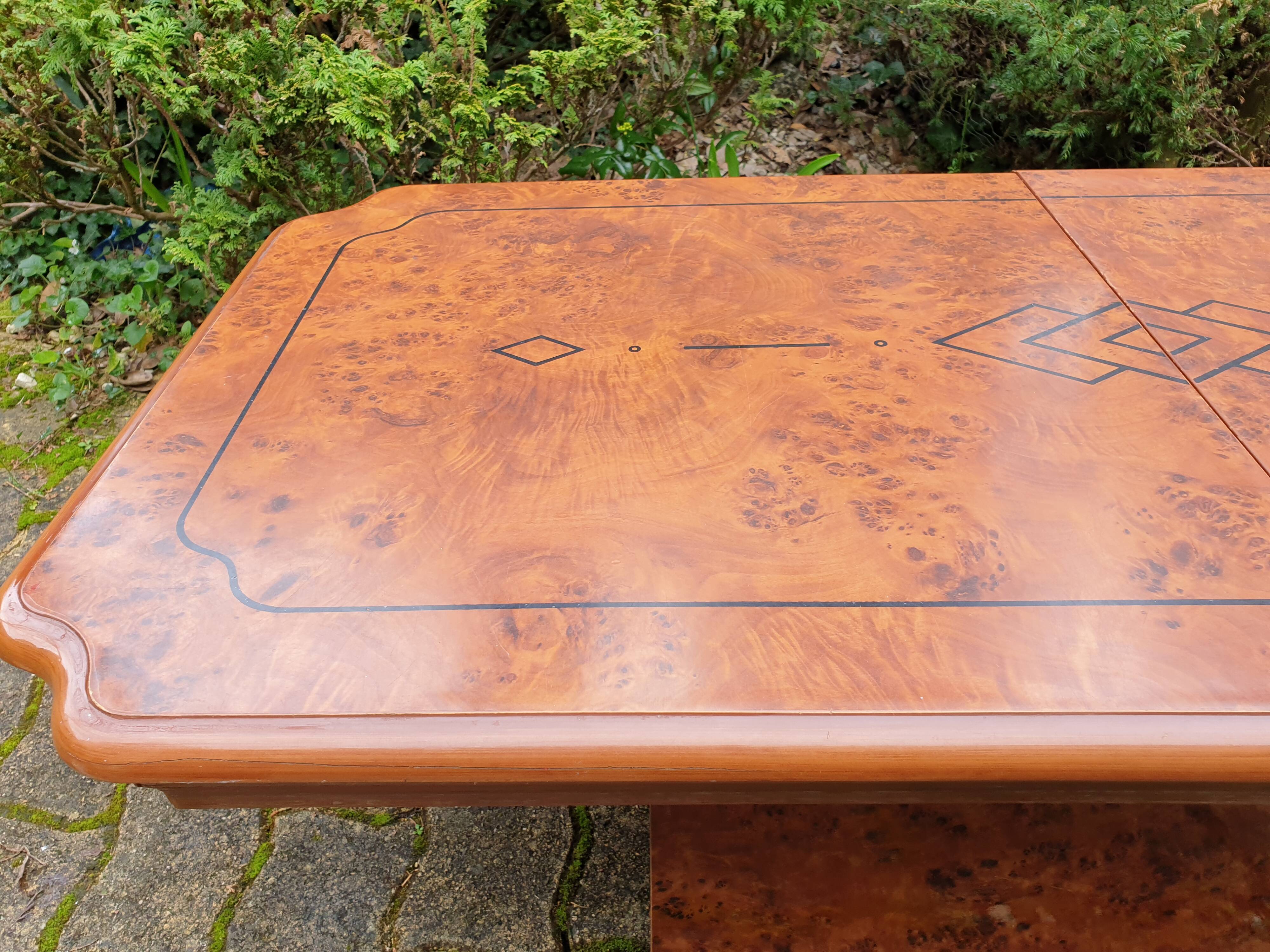 Elm burl cocktail coffee table