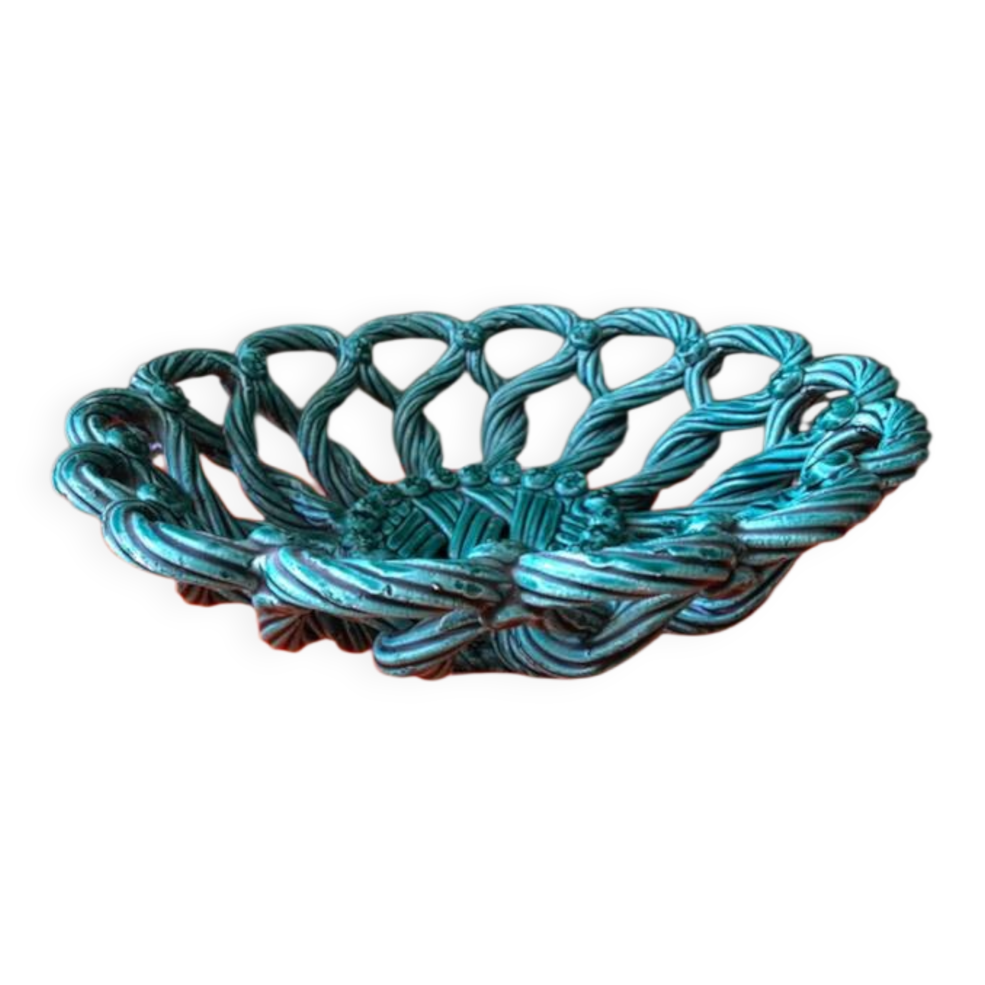 Vintage woven green basket Vallauris