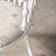 Matte white painted beech chair with upholstered seat in fabric 1970
