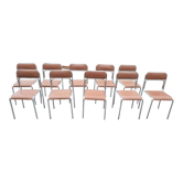 Lot de 10 chaises de bureau vintage piètement chromé