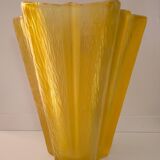 Vase forme étoile en verre jaune Art Déco Walther Glas Germany