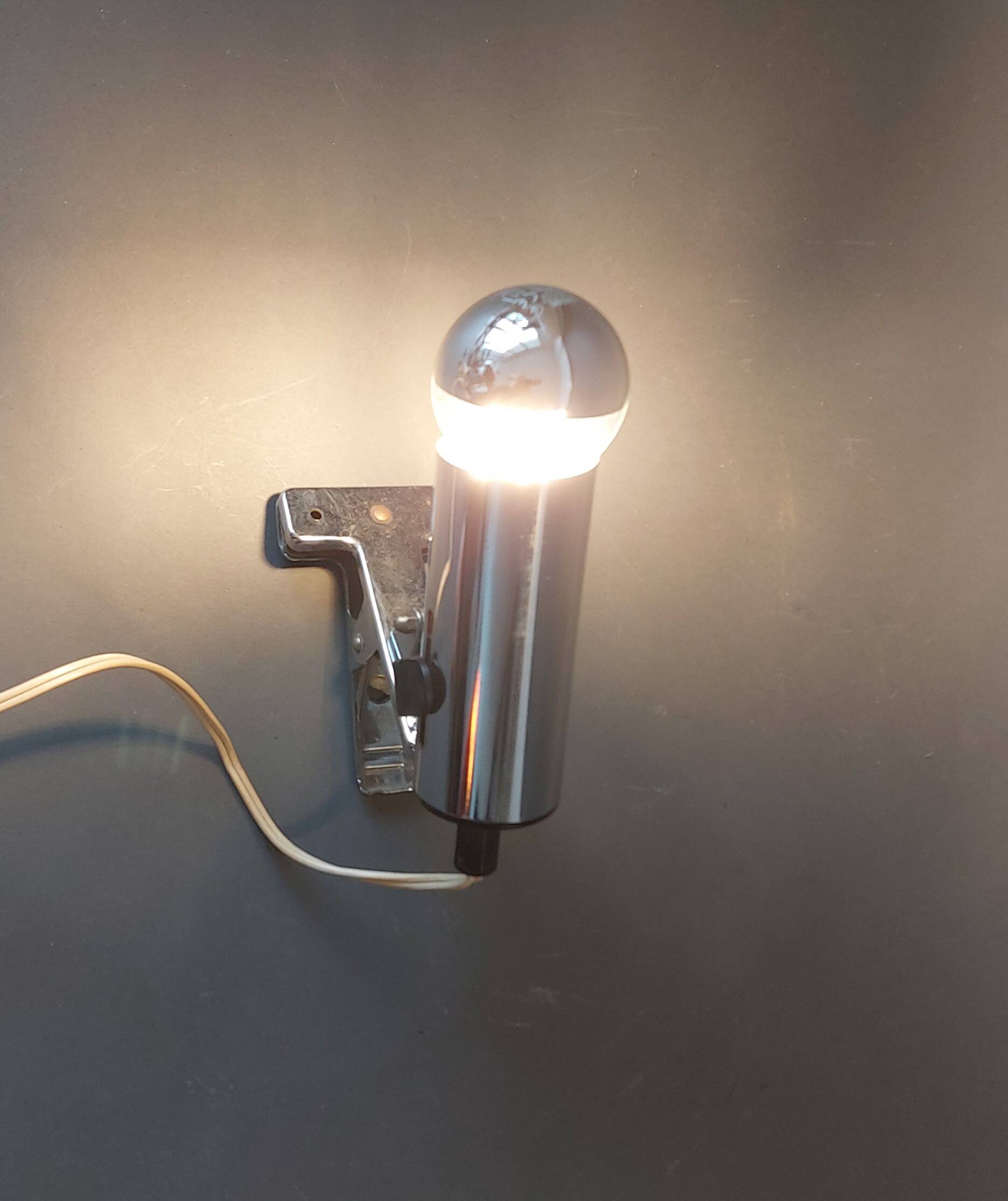 Chrome clip-on spotlight Targetti 1960, Italy.