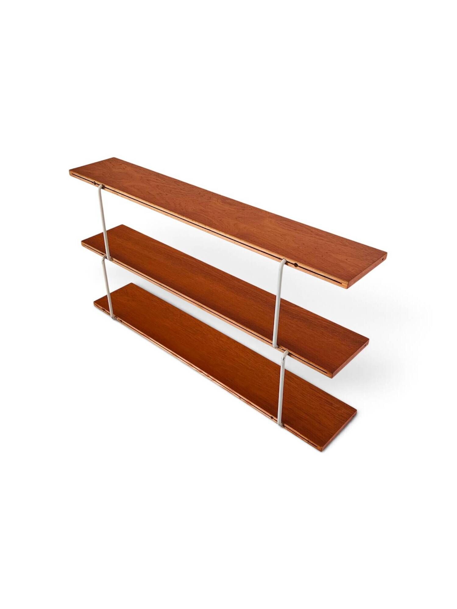 Three-tier bookshelf in teak veneer and metal, France 60s