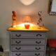 Vintage ceramic lamp with a patinated shade