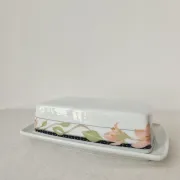 Vintage porcelain butter dish Apilco "Louisiane" - Yves Deshoulieres