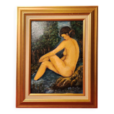 Oil painting on canvas Female nude framed signed