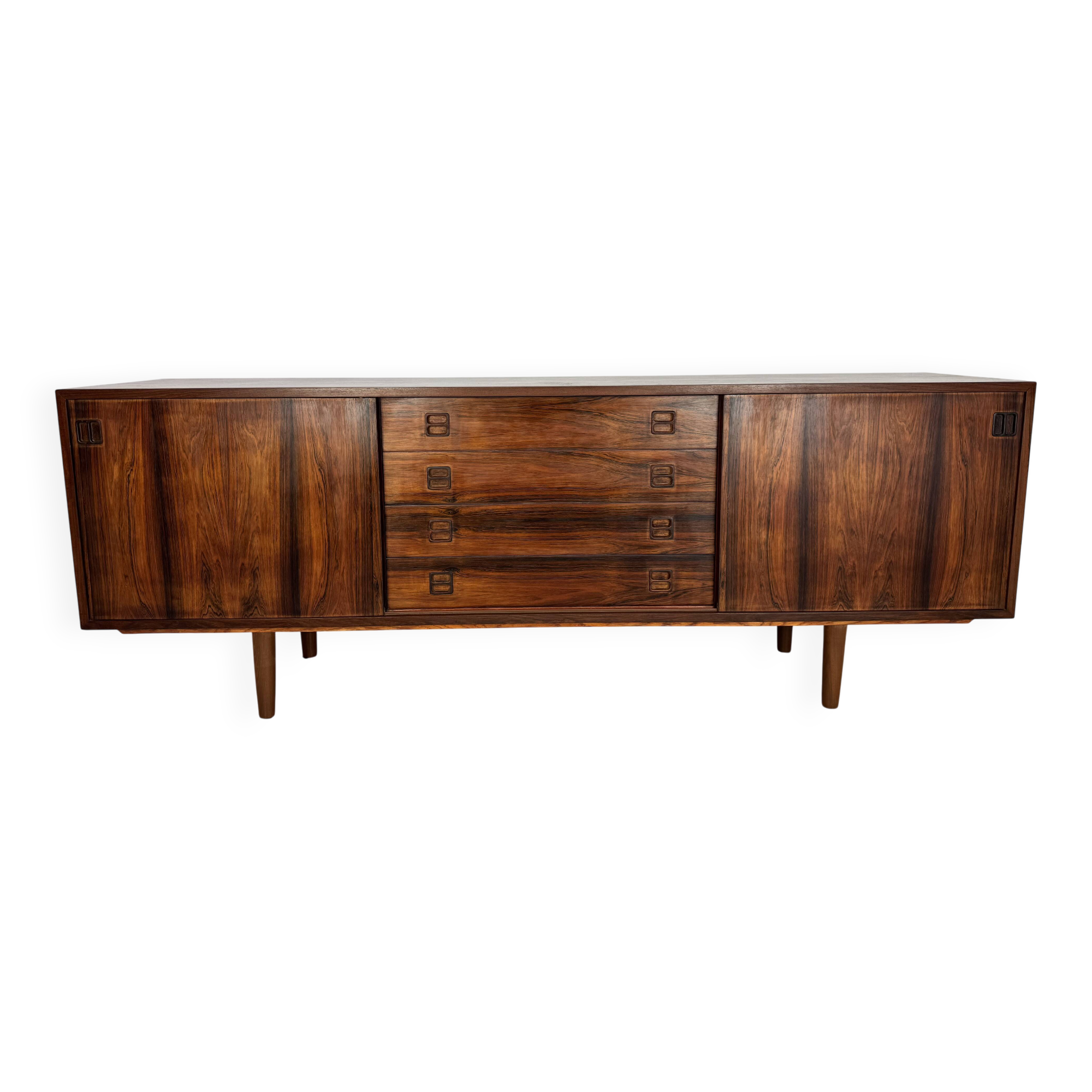 Danish rosewood vintage sideboard with sliding teak doors from the 1960s