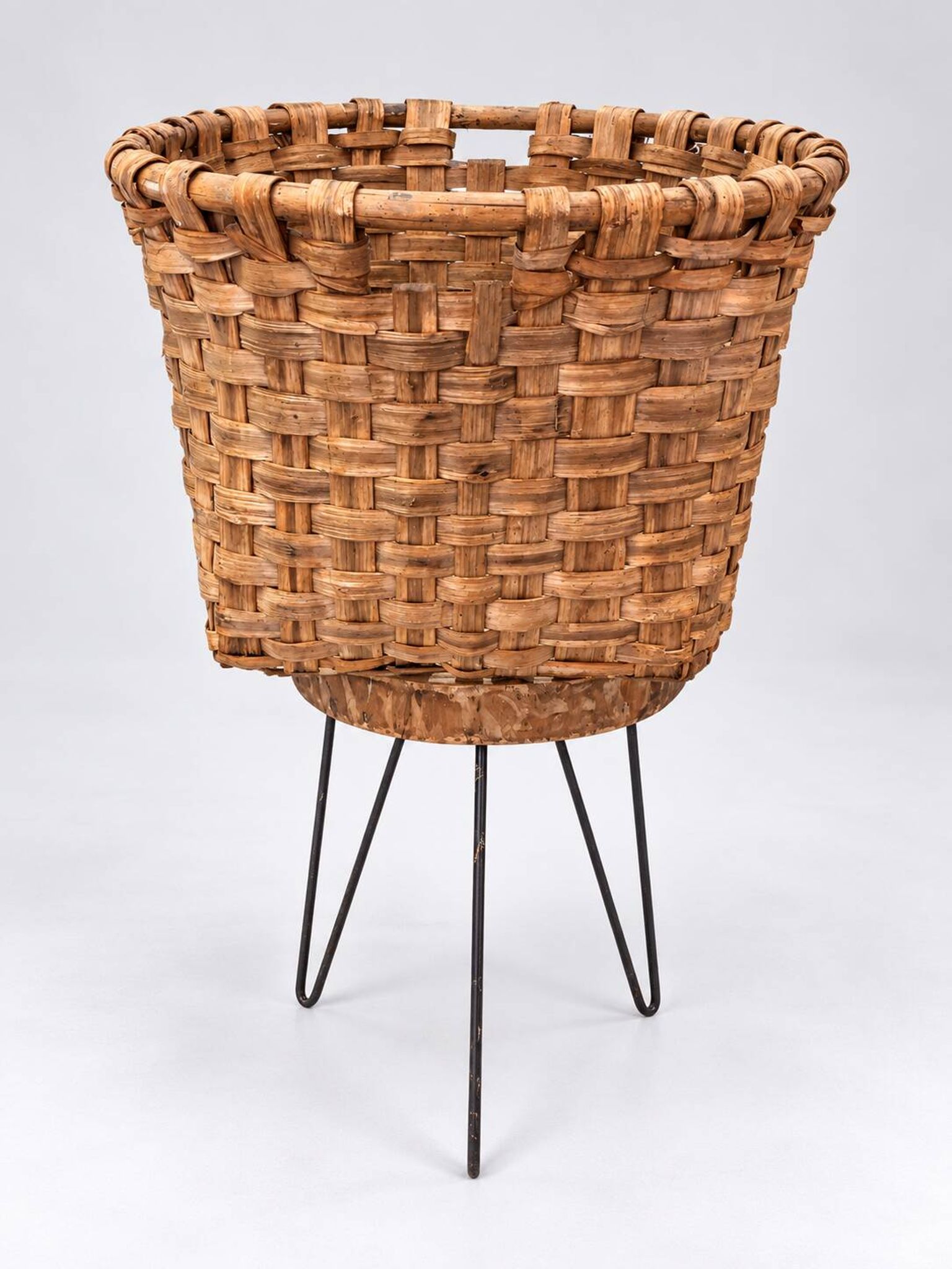 Large antique woven wooden basket – Artisan basketry