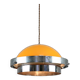 Space Age Italian Orange and Chrome Metal Pendant Lamp, 1970s