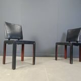 Vintage leather dining chairs by Durlet, 1980s
