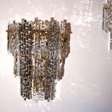 Lot de 2 appliques murales en cristal cascade Hollywood Regency Kinkeldey, 1970