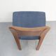 Vintage eetkamerstoelen Holstebro Denmark Teakhout nieuwe stoffering blauw