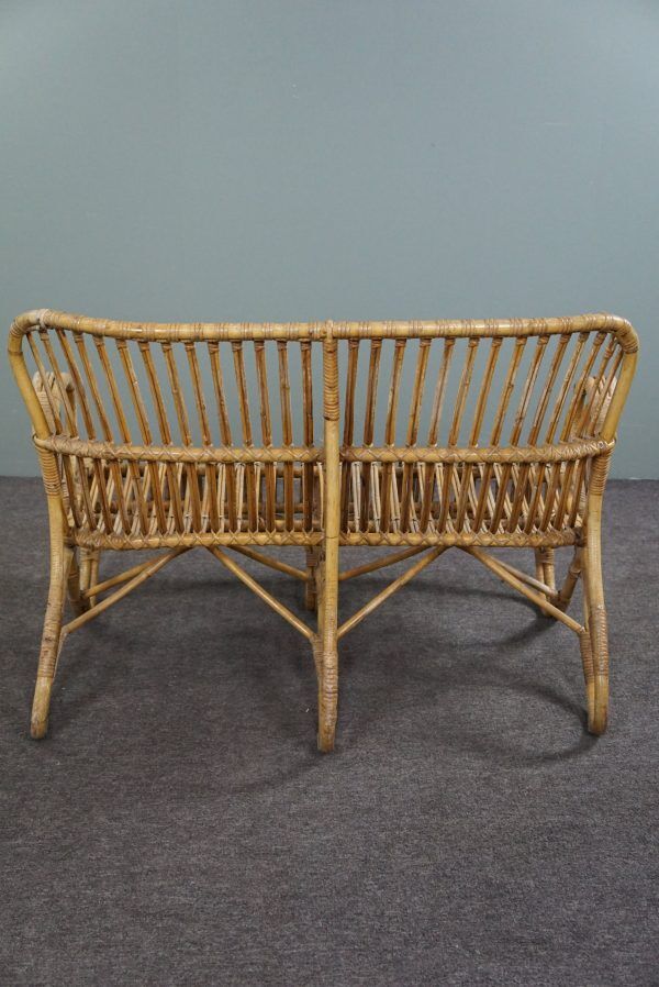 Vintage sofa Belse 8 rattan, 2 seater, Dutch Design, 1950