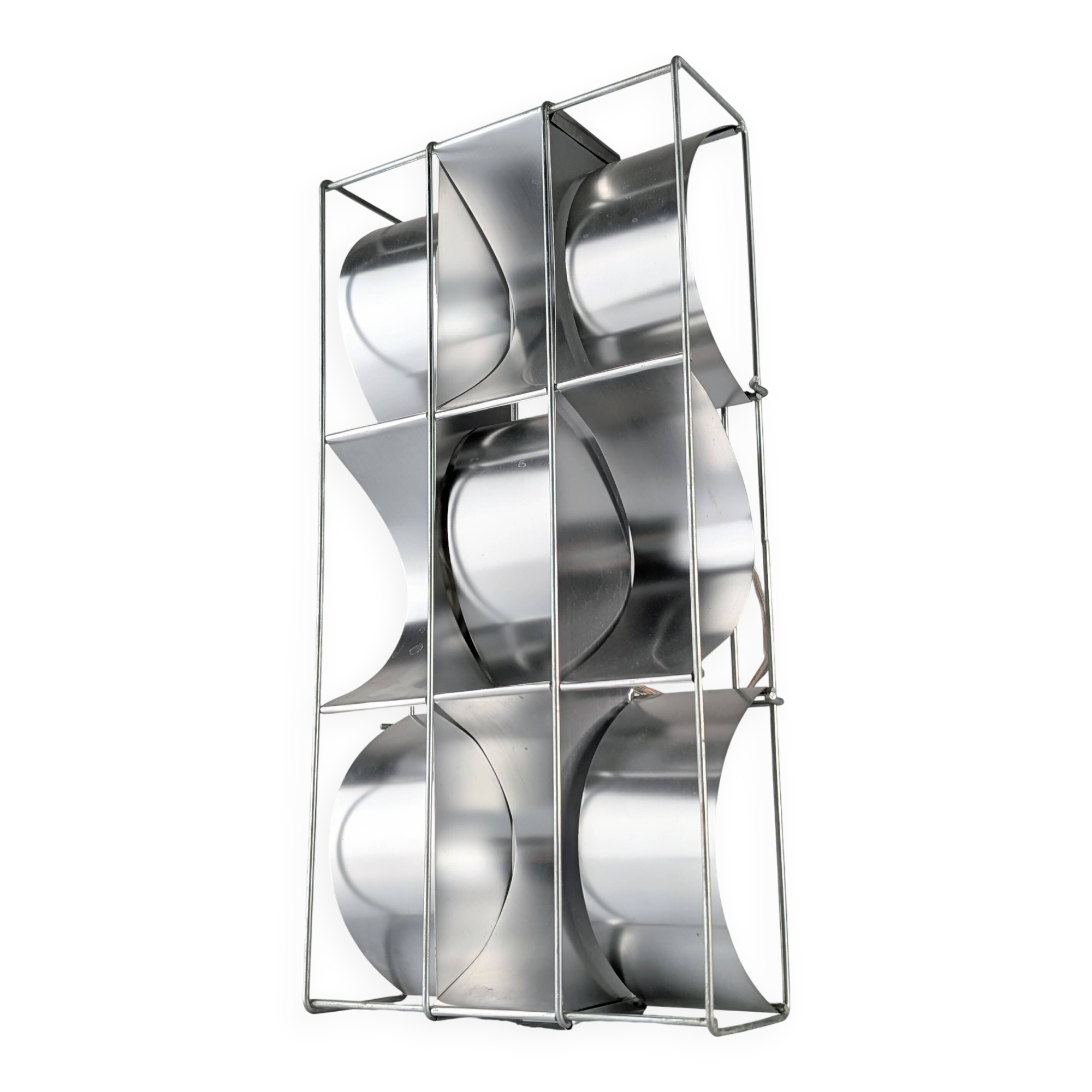 Max Sauze original aluminium geometric wall sconce, 1970s