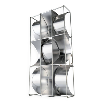 Max Sauze original aluminium geometric wall sconce, 1970s