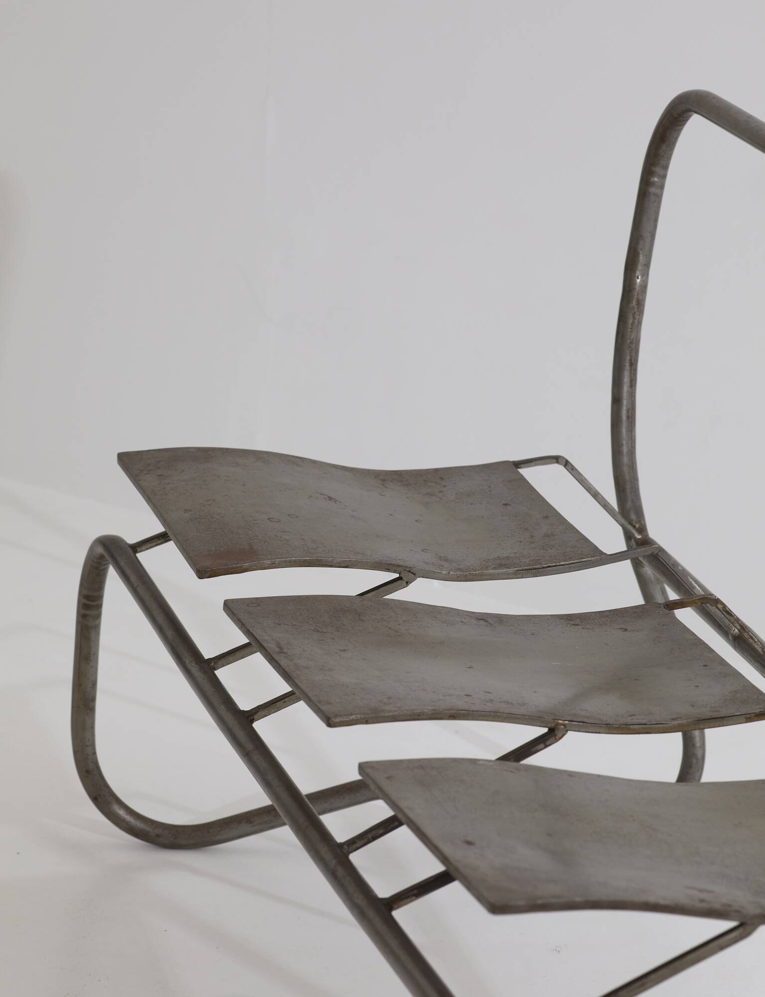 Sculptural metal bench / Artist's work signed Circa 2000