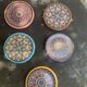 5 vintage handcrafted enameled ceramic coasters