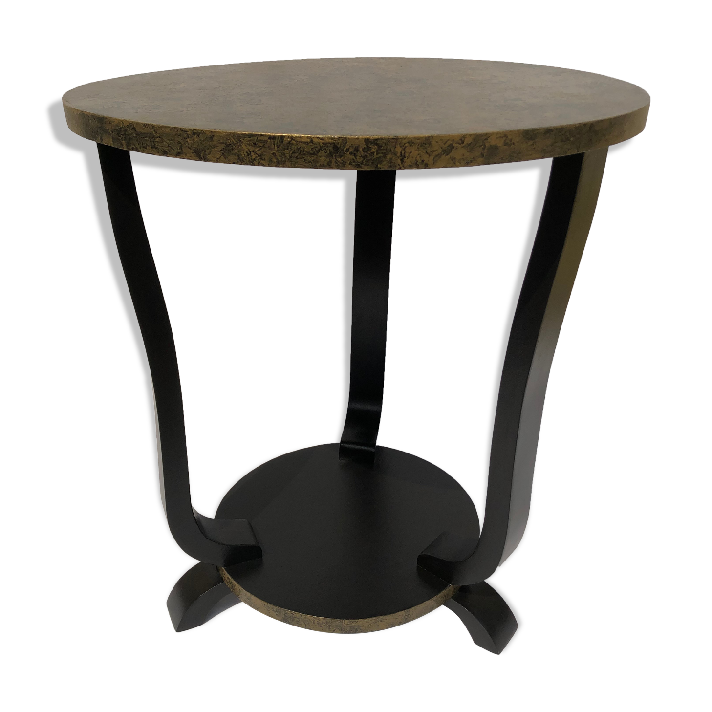 Art deco black and gold side table