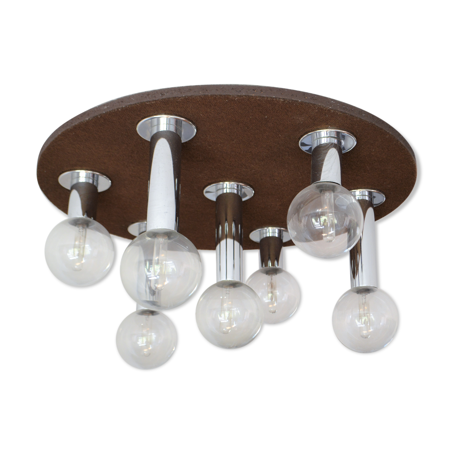 Vintage lamp of the 70s design in chrome glass space age