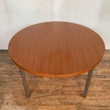 Round table with teak extension design Pierre Guariche edition Huchers Minvielle 1960