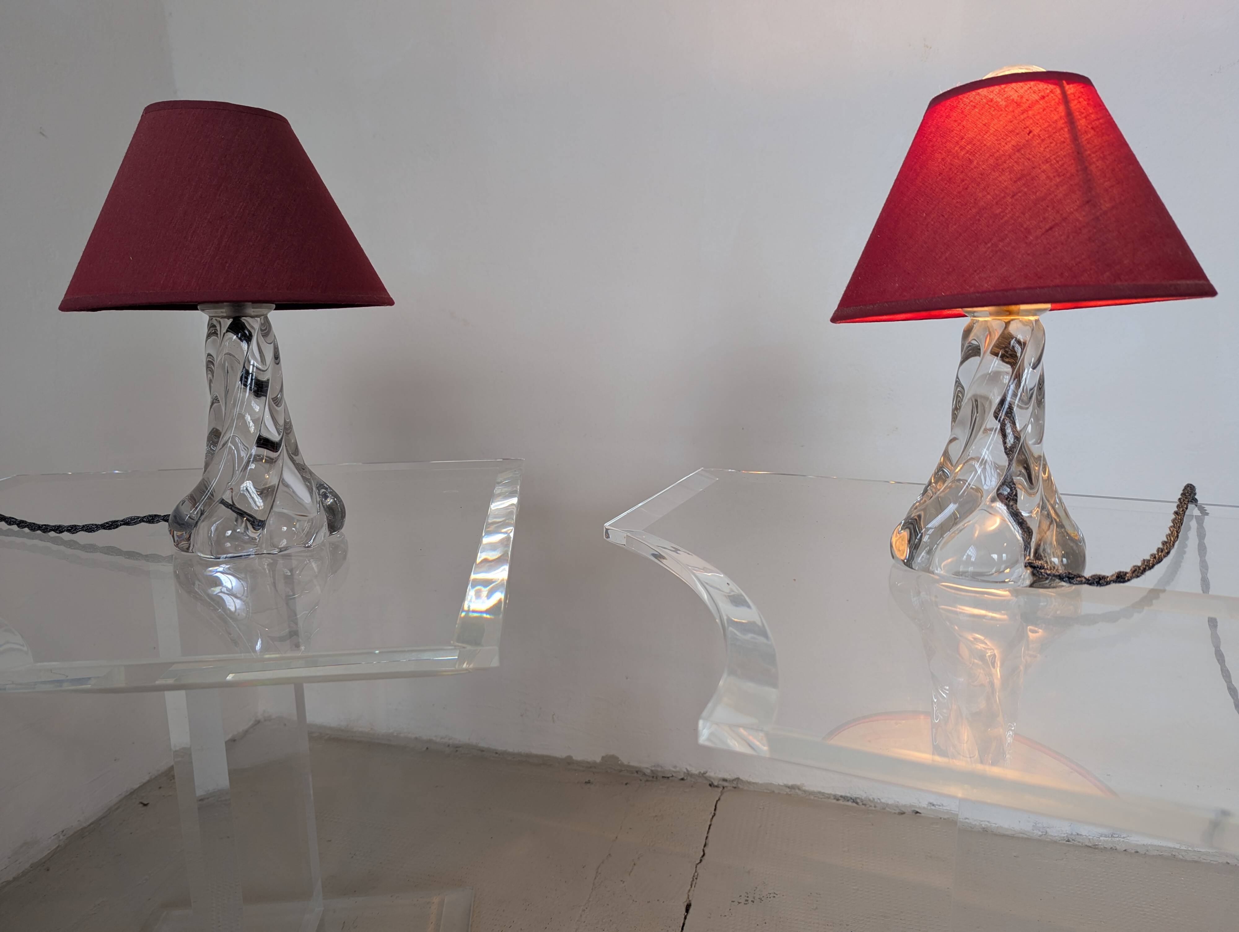 Pair of crystal bedside lamps