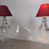 Pair of crystal bedside lamps