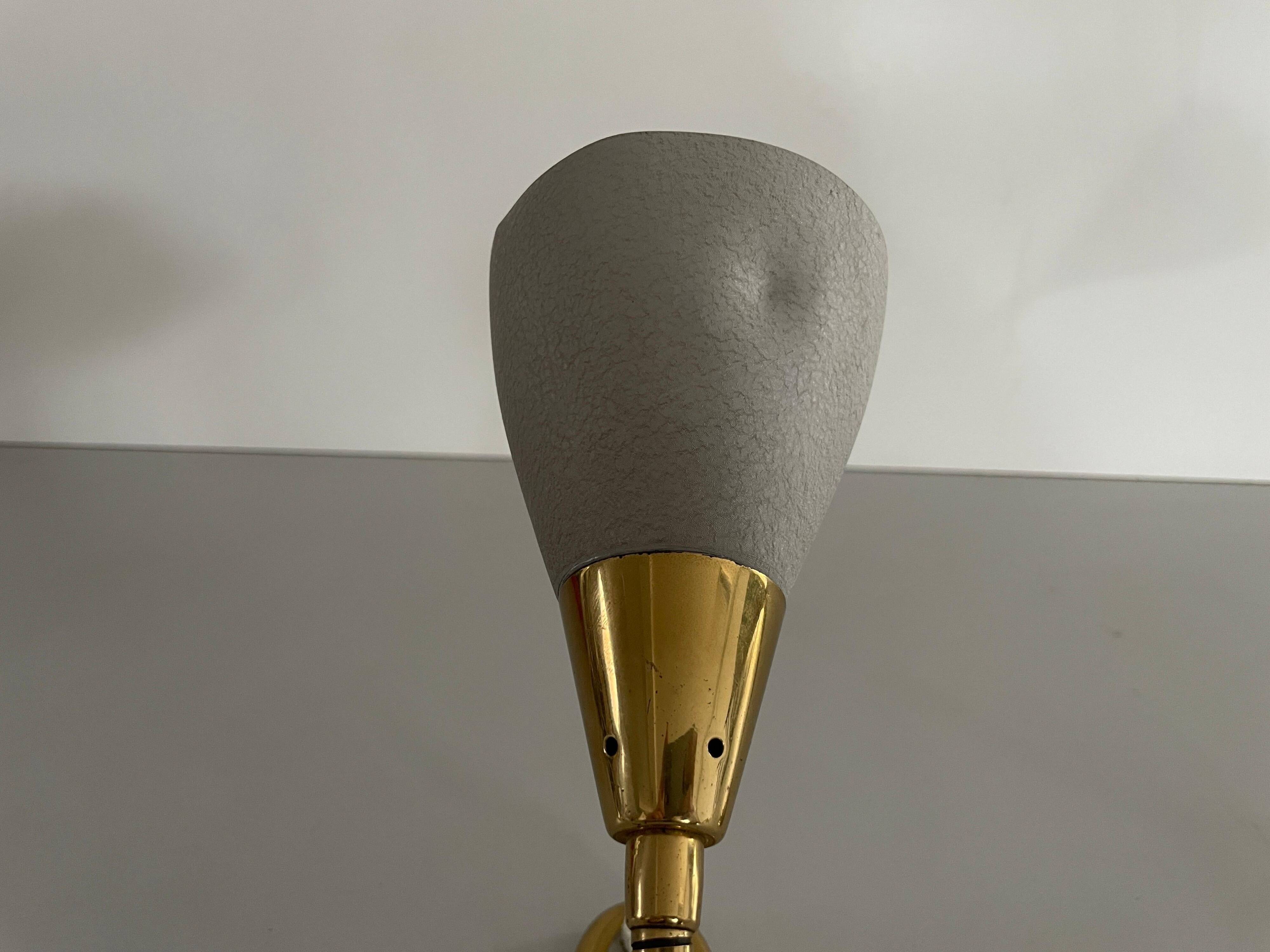 Pair of grey metal and brass wall lights, 1960s, Germany