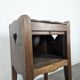 Louis XVI walnut bedside table with pierced hearts curtain