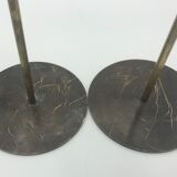 Set of2 brass striated candle holders