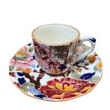 Gien earthenware tea set, peony decoration