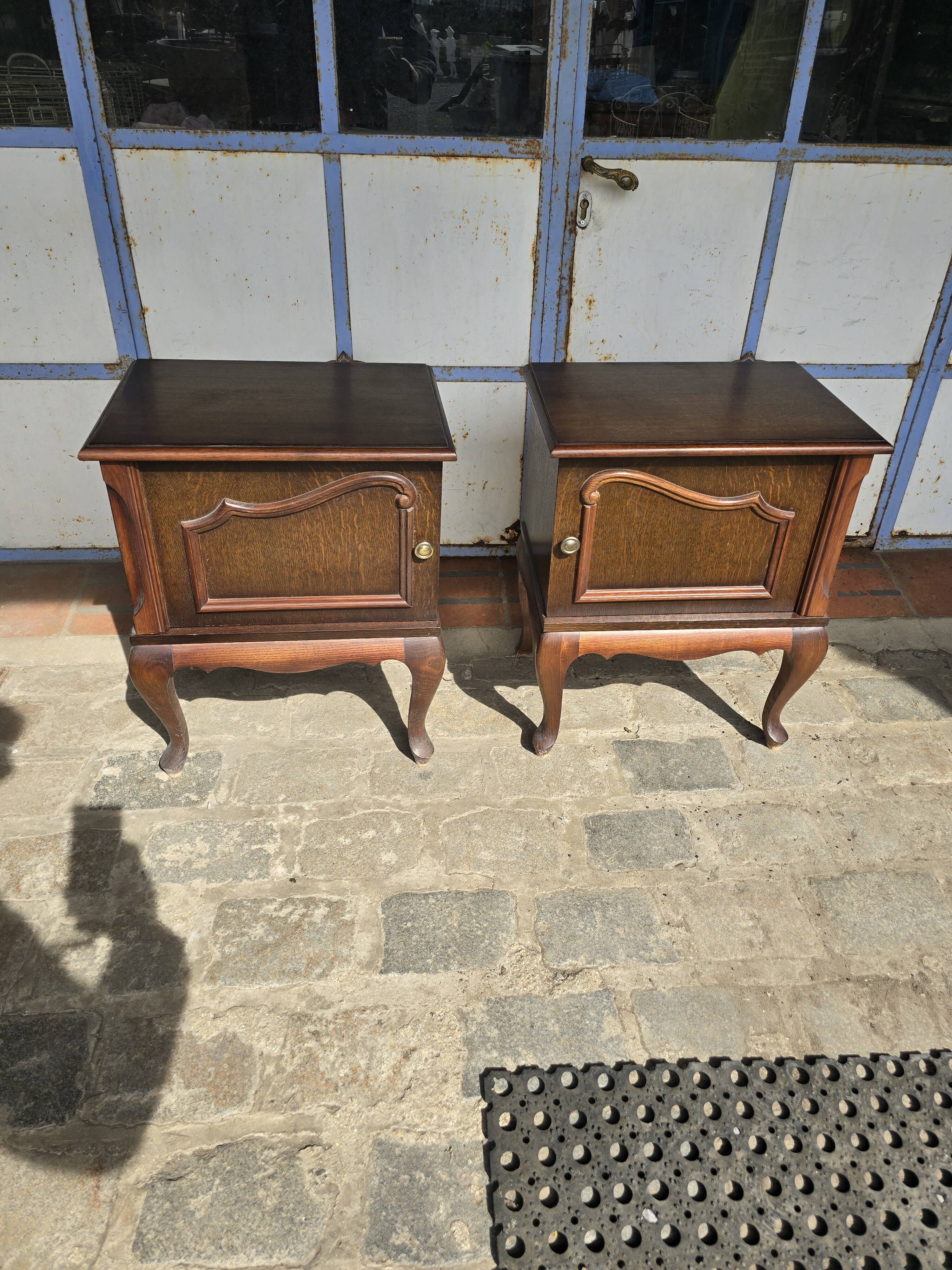 Pair of vintage 1960s oak bedside tables