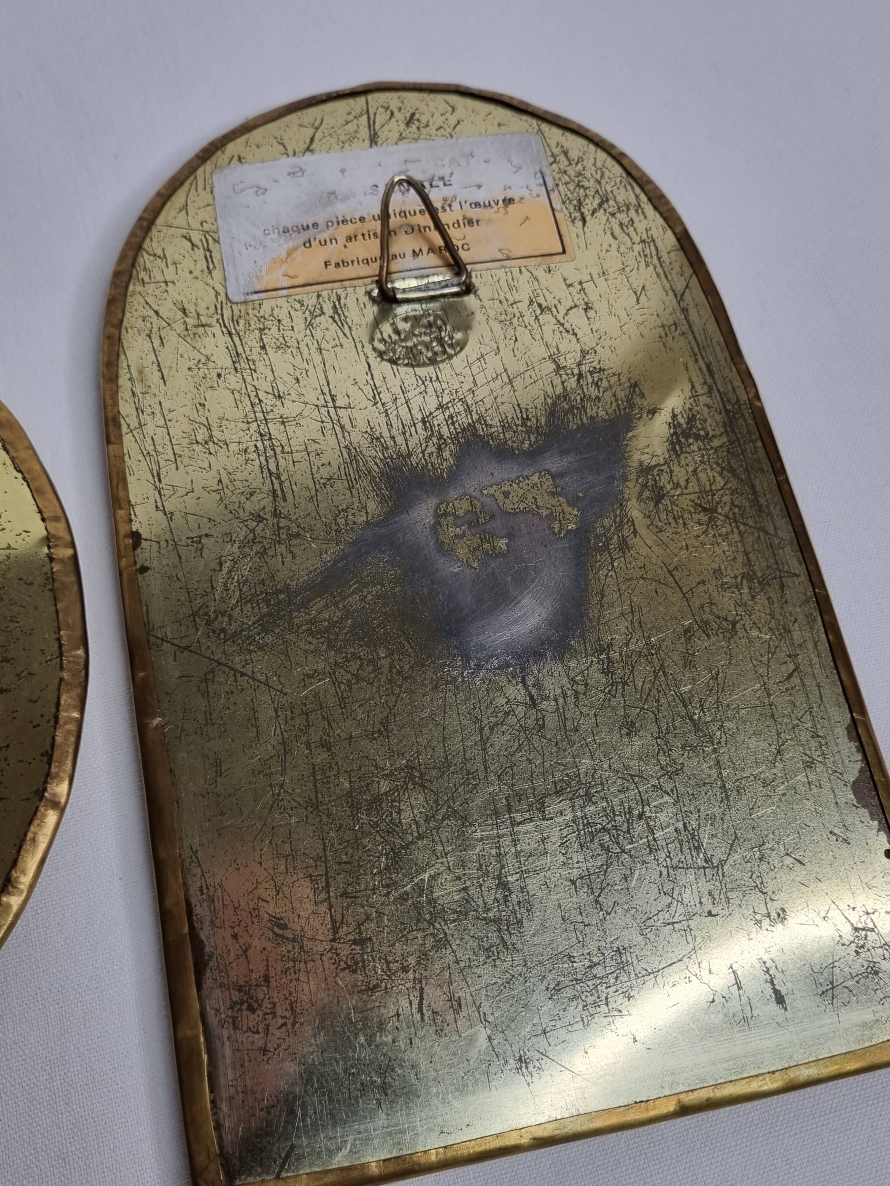 Set of 3 Moroccan vintage brass mirrors 16 cm