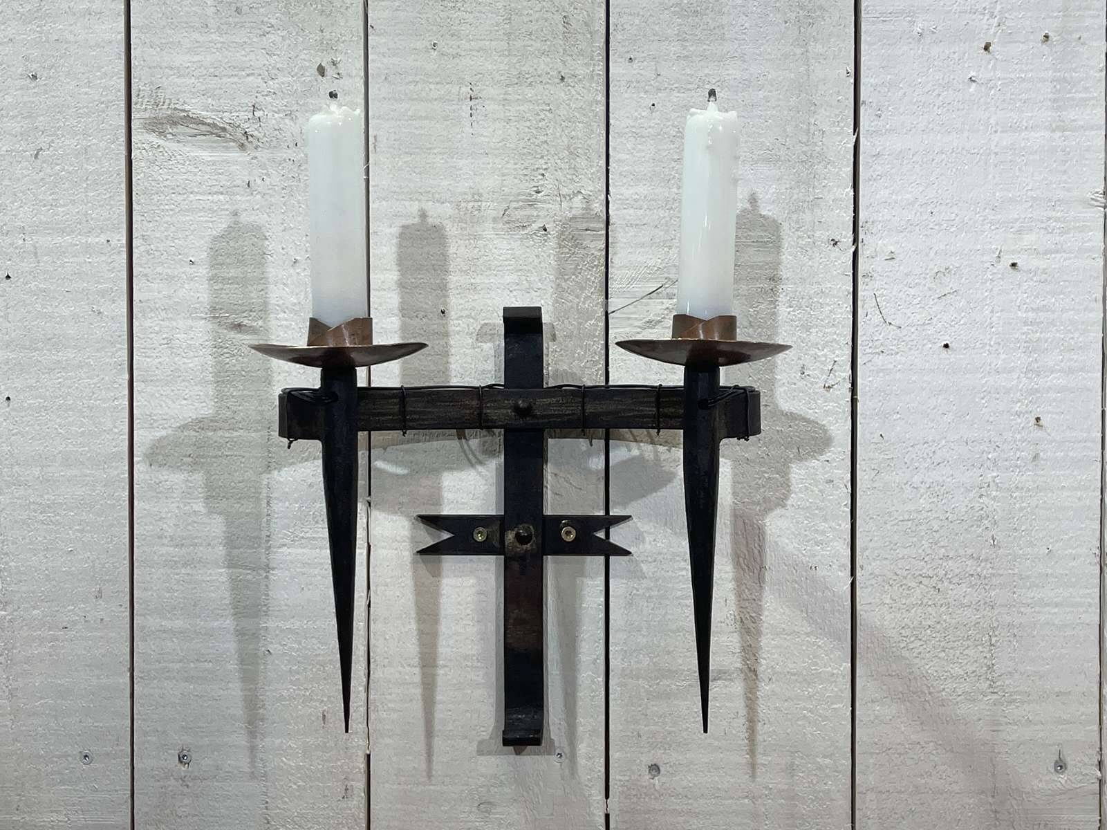 Pair of 1950s wrought iron wall lights