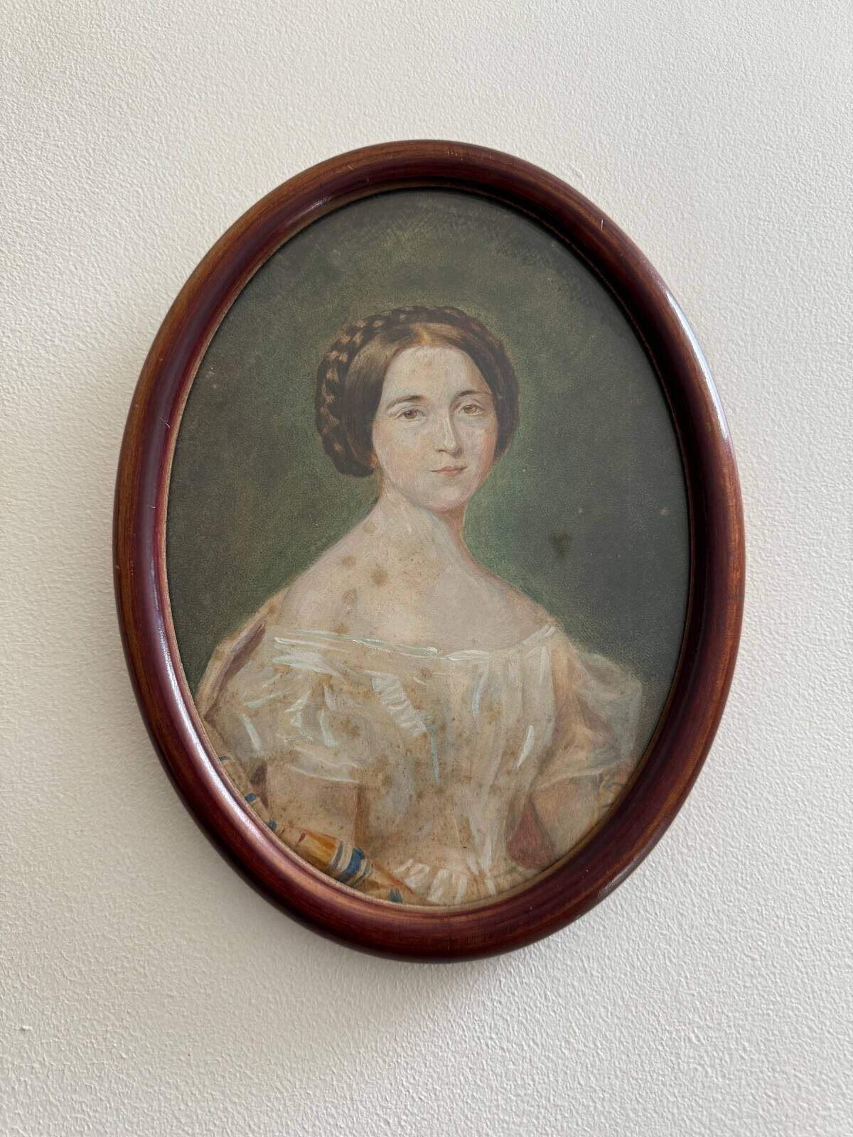 Watercolor on paper, early 20th century, portrait of a woman from the early 19th century